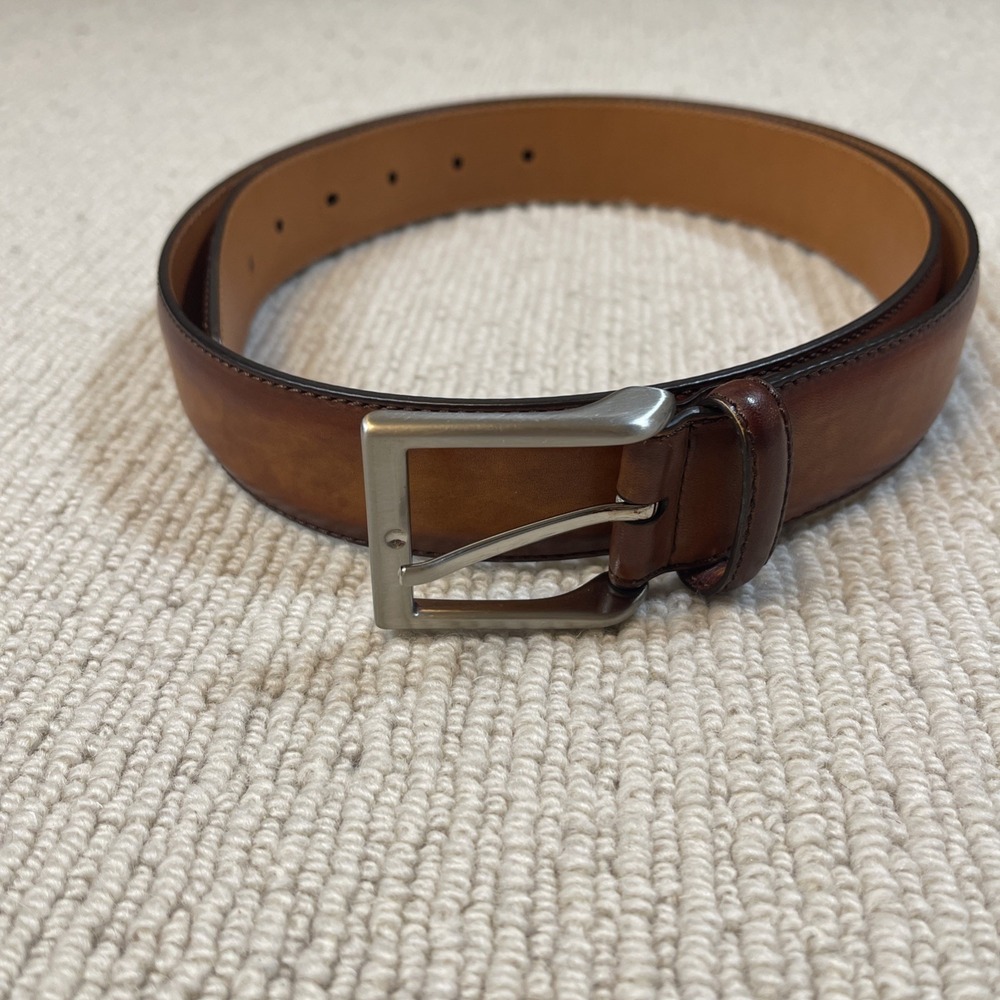 Magnanni Carbon Leather Belt - 1121 - Cognac Brown - Men's Size 38